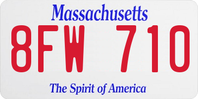 MA license plate 8FW710