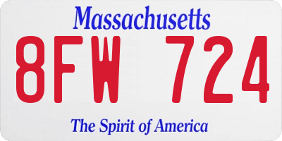 MA license plate 8FW724