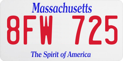 MA license plate 8FW725