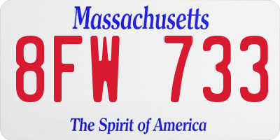 MA license plate 8FW733