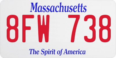 MA license plate 8FW738