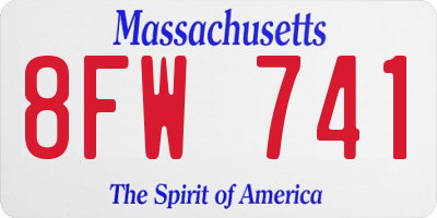 MA license plate 8FW741