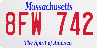 MA license plate 8FW742