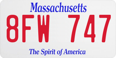 MA license plate 8FW747