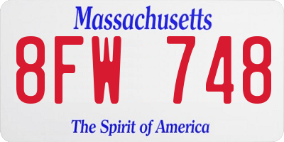 MA license plate 8FW748