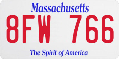 MA license plate 8FW766
