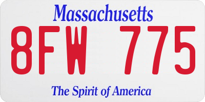 MA license plate 8FW775