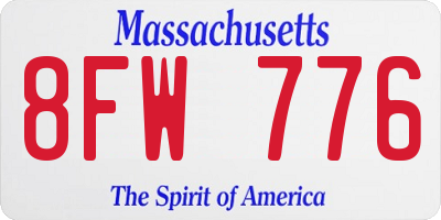 MA license plate 8FW776