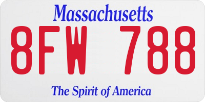 MA license plate 8FW788