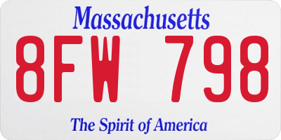 MA license plate 8FW798