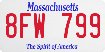 MA license plate 8FW799
