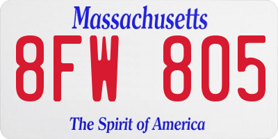 MA license plate 8FW805