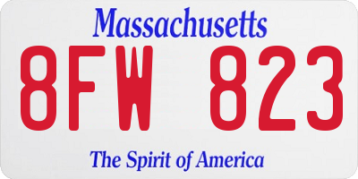 MA license plate 8FW823