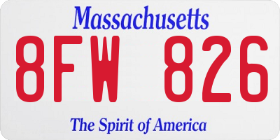 MA license plate 8FW826
