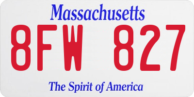 MA license plate 8FW827
