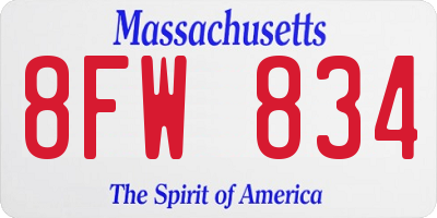 MA license plate 8FW834
