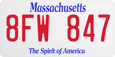 MA license plate 8FW847