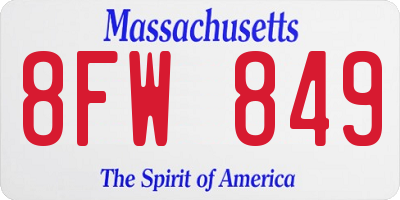 MA license plate 8FW849