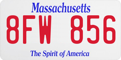 MA license plate 8FW856