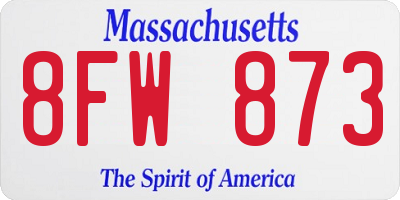 MA license plate 8FW873