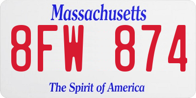 MA license plate 8FW874