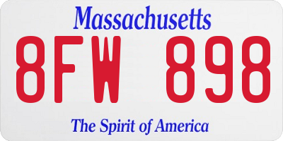MA license plate 8FW898