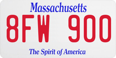 MA license plate 8FW900