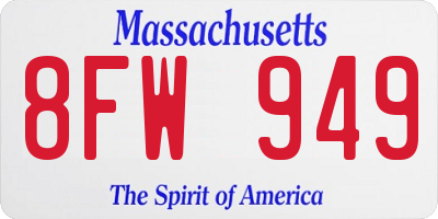 MA license plate 8FW949