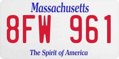 MA license plate 8FW961