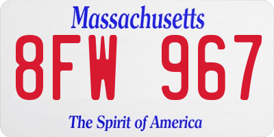 MA license plate 8FW967