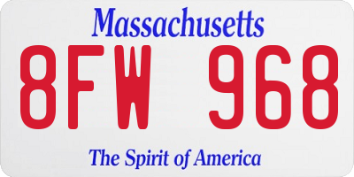 MA license plate 8FW968