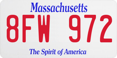 MA license plate 8FW972