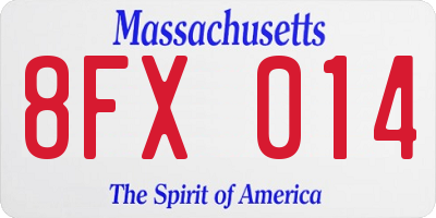 MA license plate 8FX014