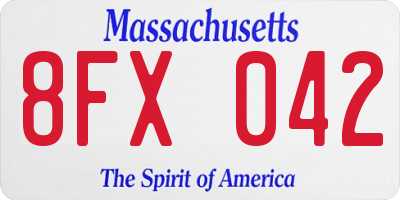 MA license plate 8FX042