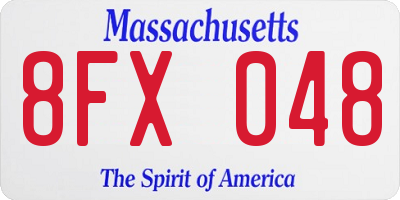 MA license plate 8FX048