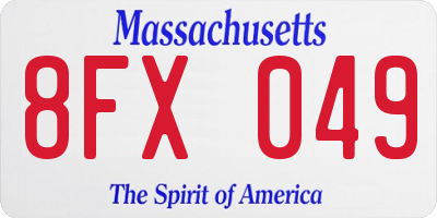 MA license plate 8FX049