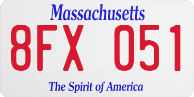MA license plate 8FX051