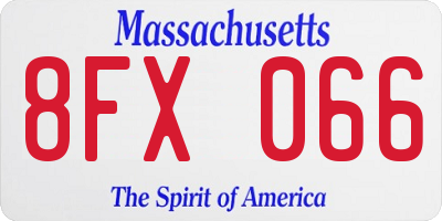 MA license plate 8FX066