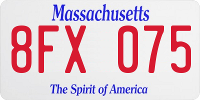 MA license plate 8FX075