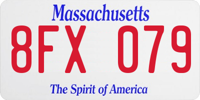 MA license plate 8FX079