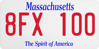 MA license plate 8FX100