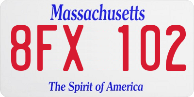 MA license plate 8FX102