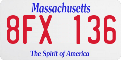 MA license plate 8FX136