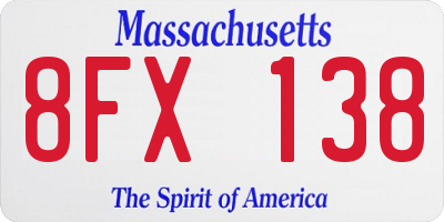MA license plate 8FX138