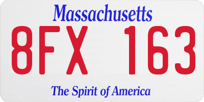 MA license plate 8FX163