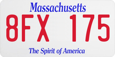 MA license plate 8FX175
