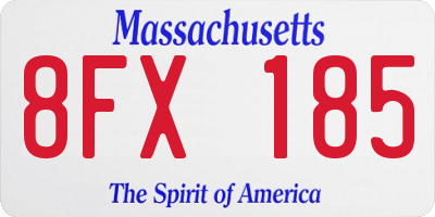 MA license plate 8FX185
