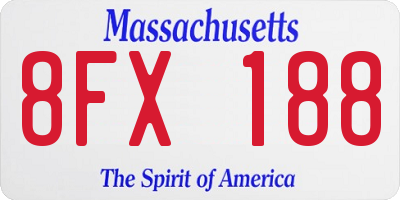 MA license plate 8FX188