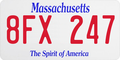 MA license plate 8FX247