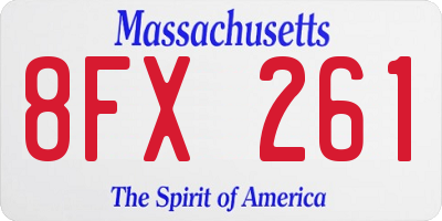 MA license plate 8FX261
